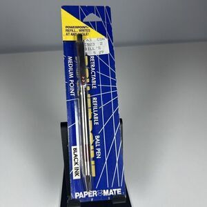 New 1988 Papermate Powerpoint Ball Pen Retractable Refillable Chrome & Red Japan